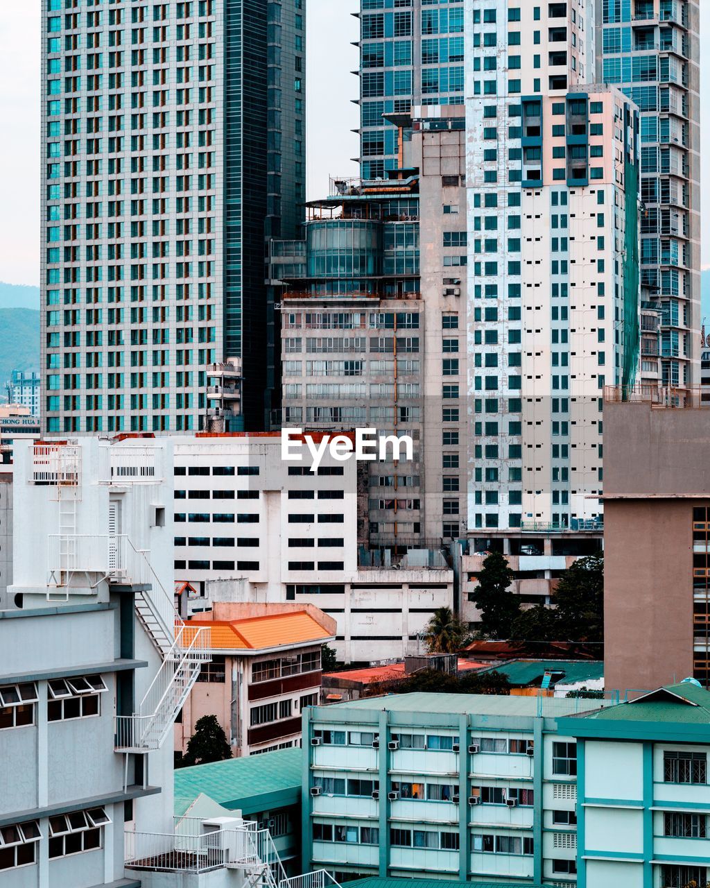 High angle view of buildings in city