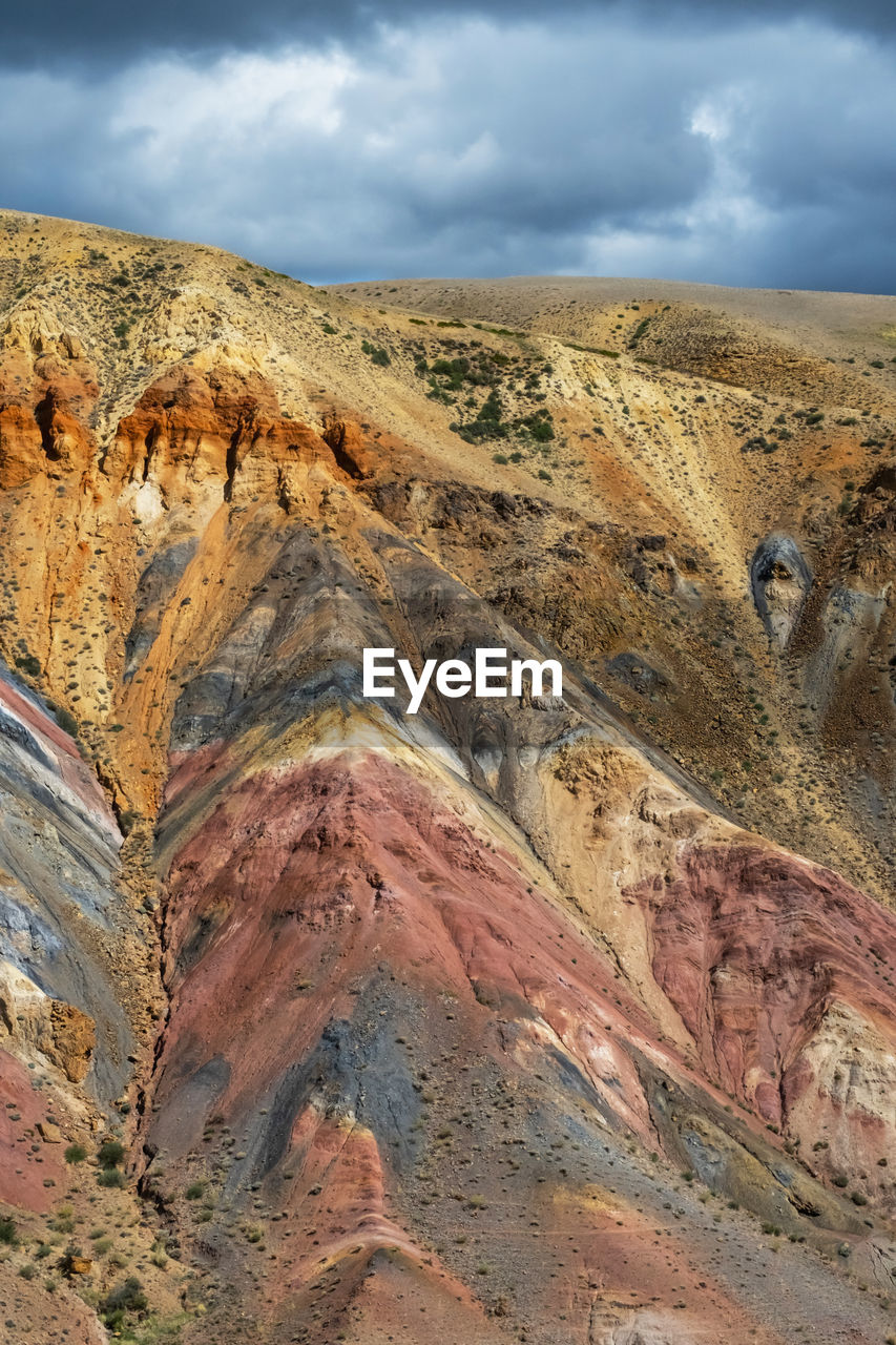 Colorful hills in altai republic, named mars 2. nature environment background. 