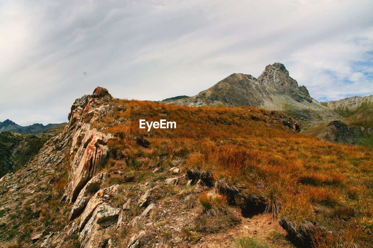 Scenic view of mountains against sky