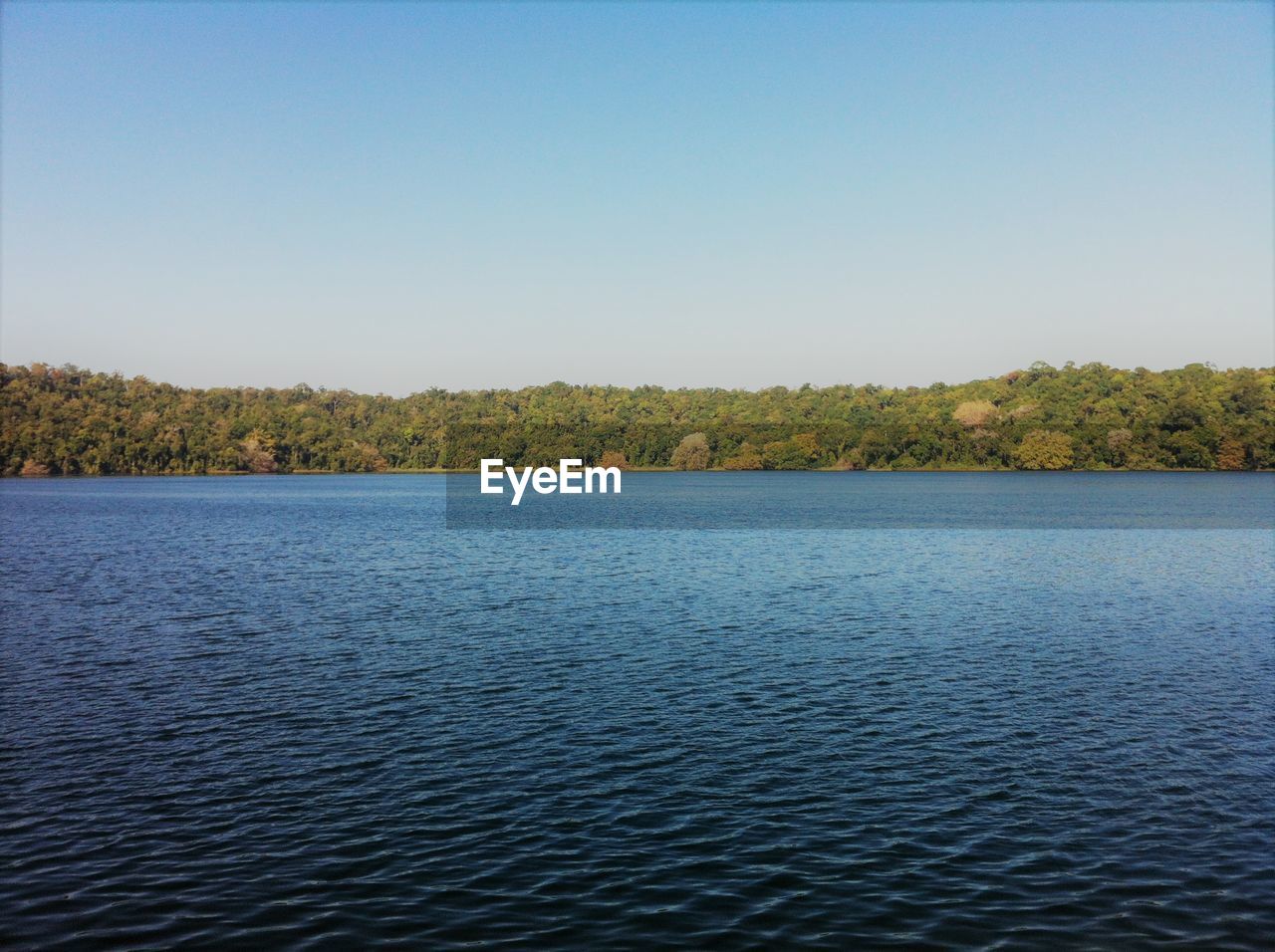 Scenic view of lake against clear sky