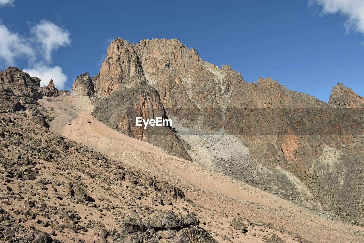 Scenic view of rocky mountains against sky