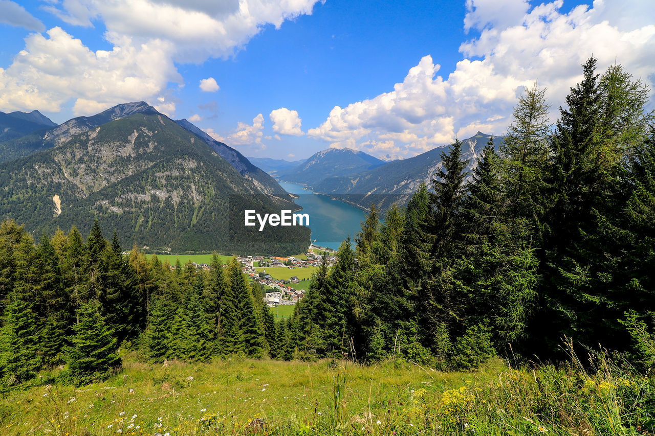 Achen lake, a picturesque alpine lake with shimmering turquoise waters.