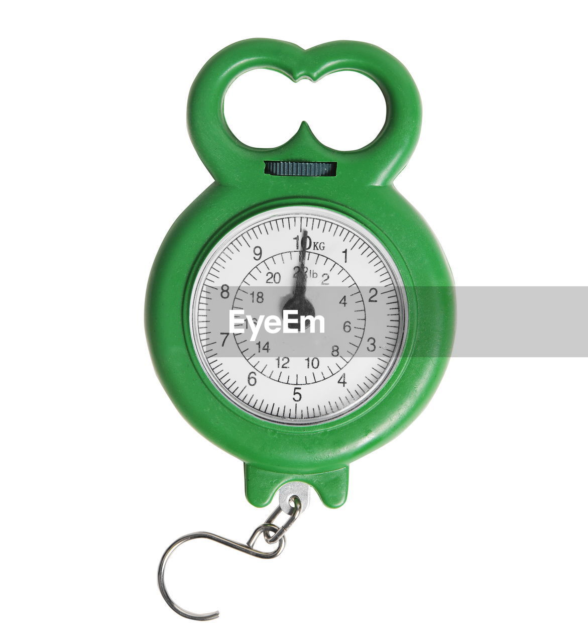 Close-up of weight scale over white background