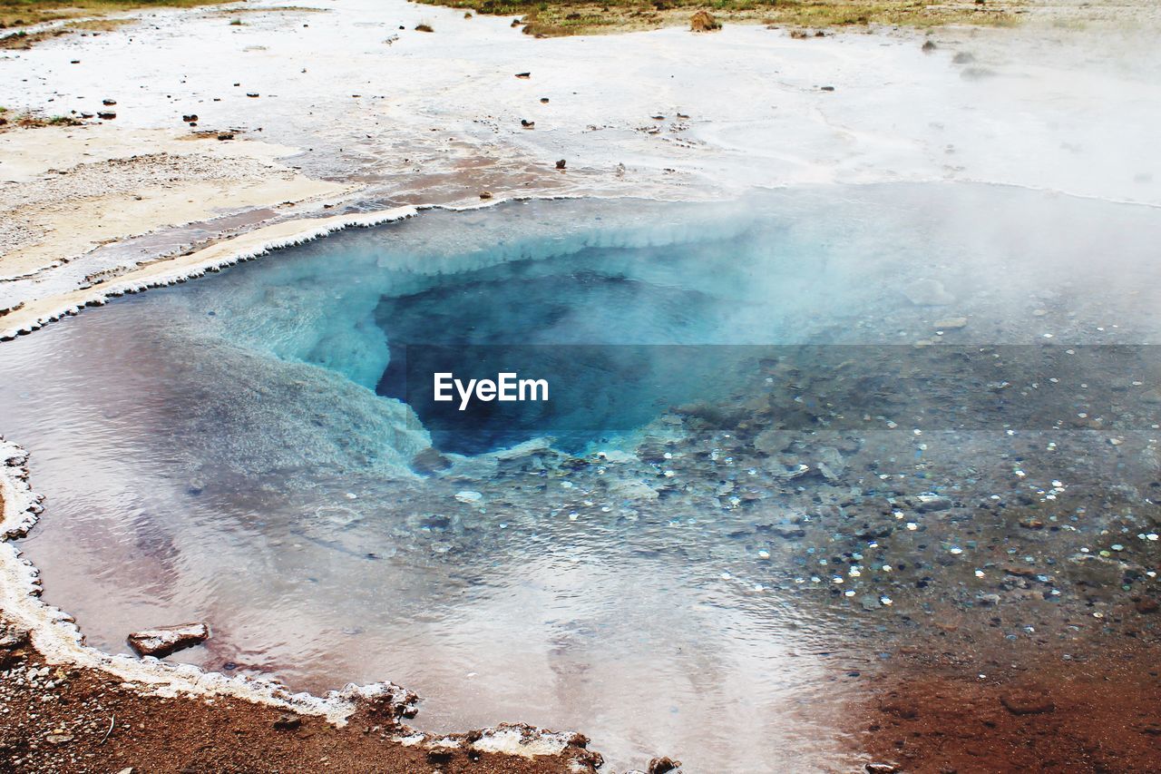 High angle view of geyser