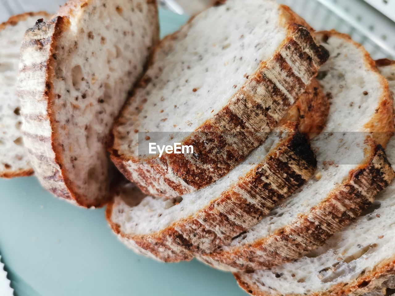 High angle view of bread in plate