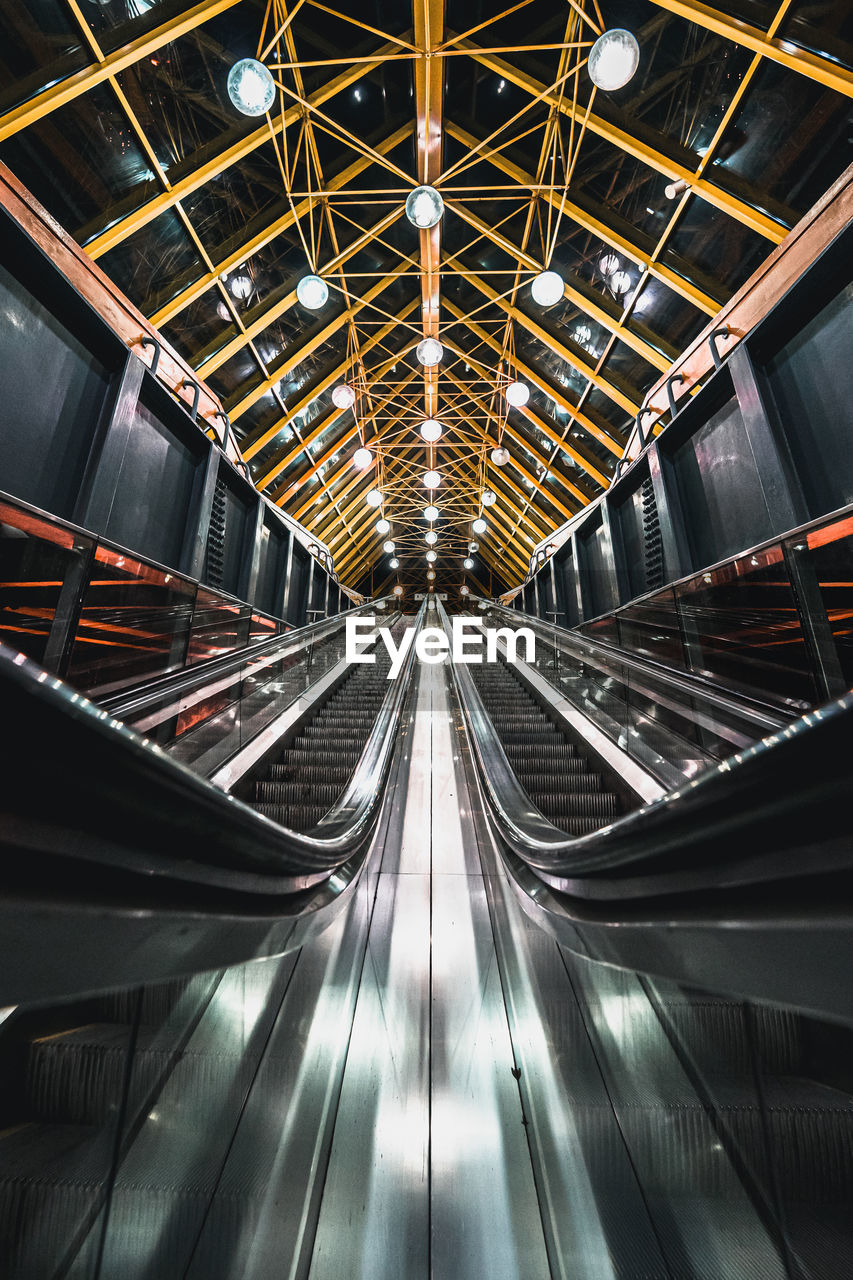 Low angle view of escalator