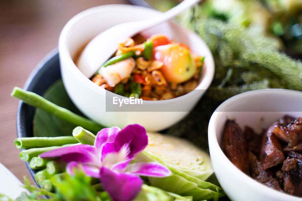 high angle view of food in bowl