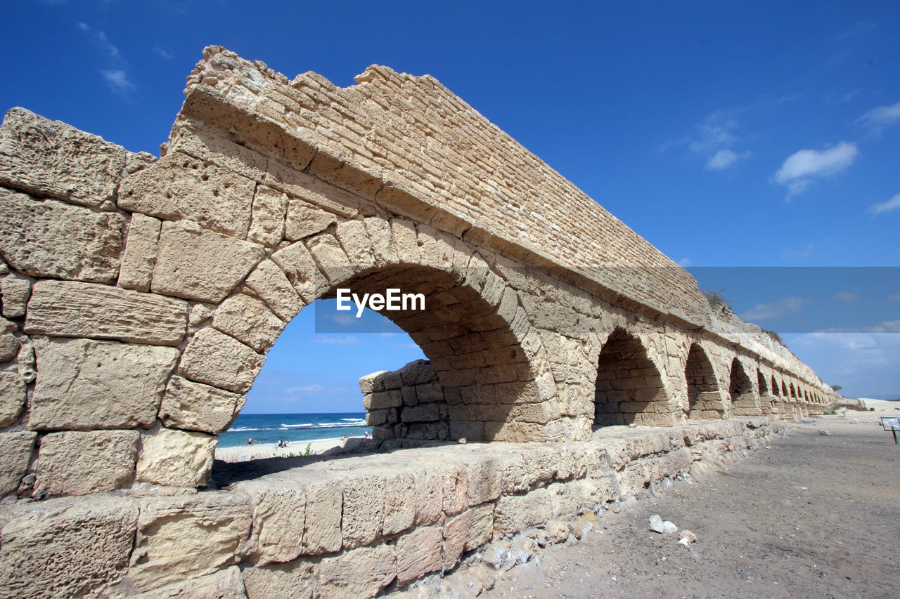 Ancient roman aqueduct at caesarea in israel