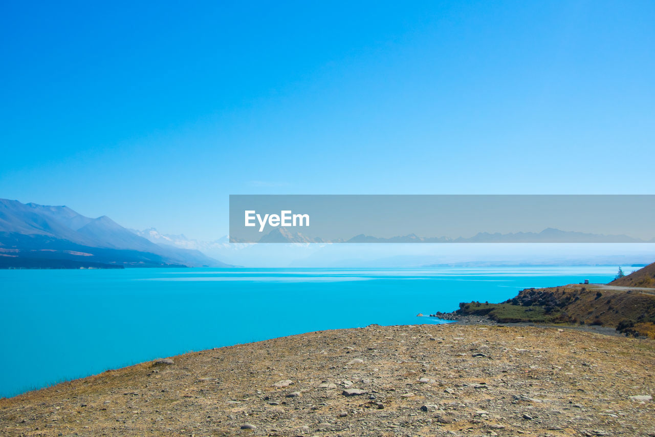 Scenic view of lake pukaki and mt. cook as a background, south island new zealand