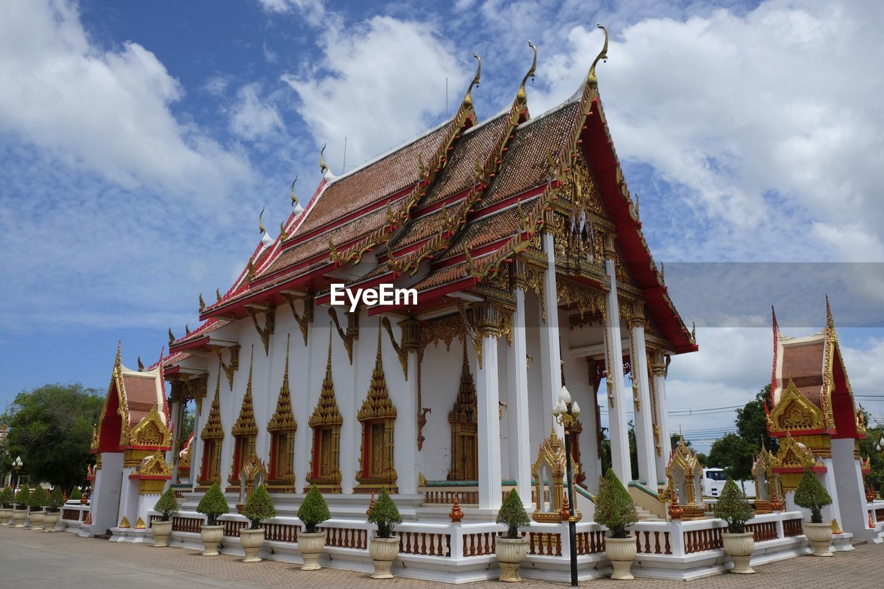 Low angle view of traditional building against sky, temple, thailand, budism