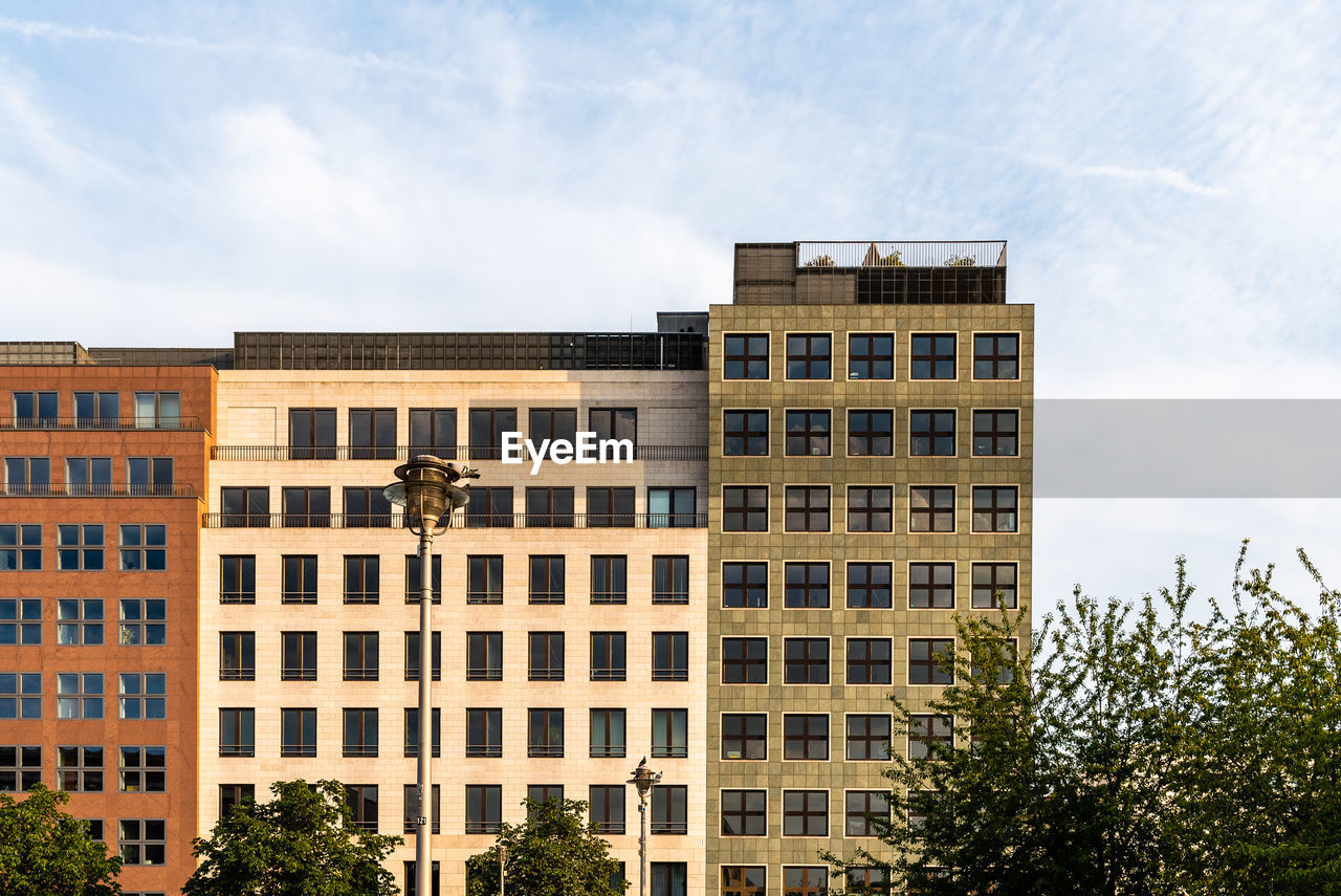 Front view of residential and office buildings in berlin mitte, germany.