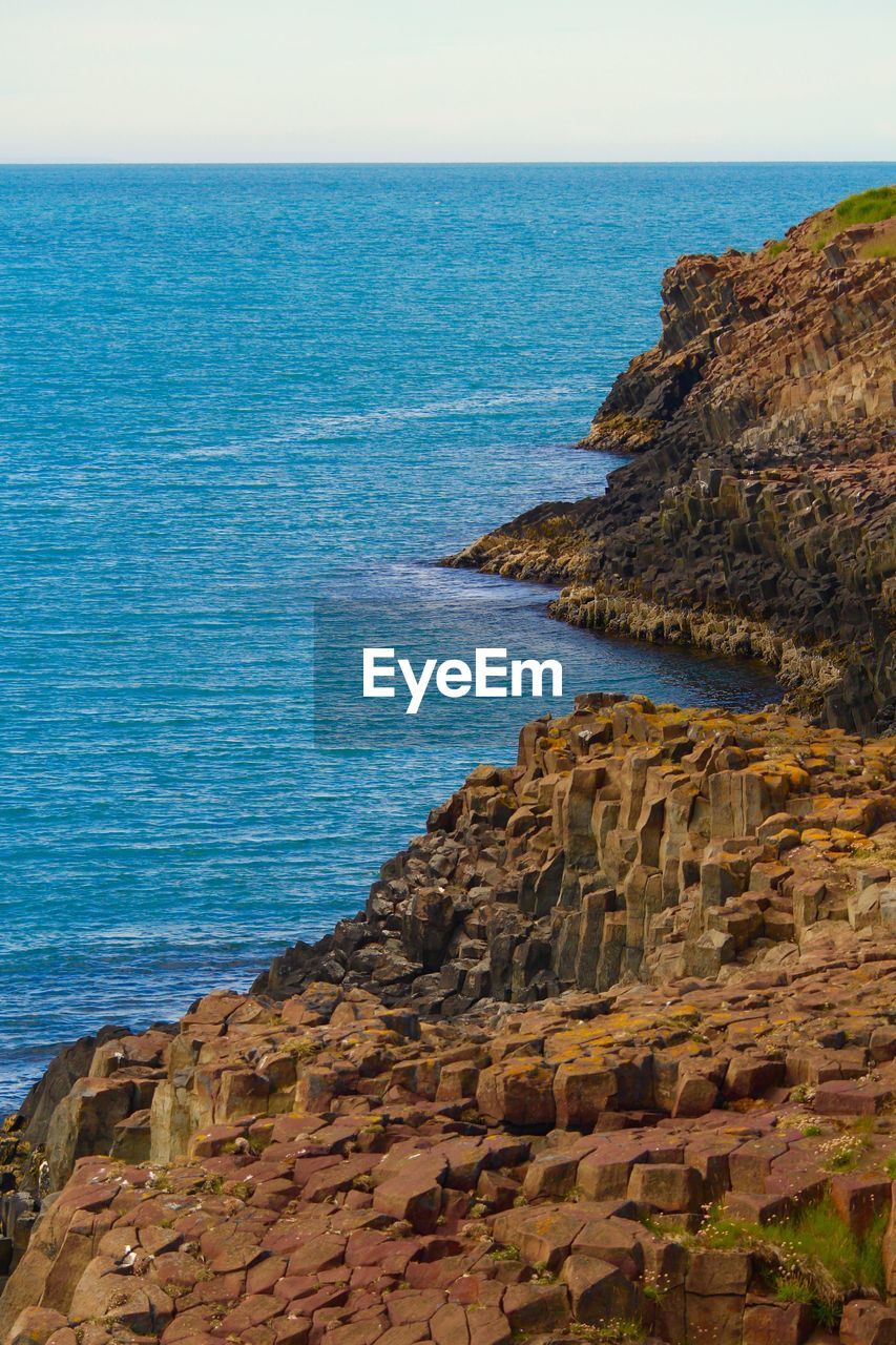 Scenic view of sea against clear sky