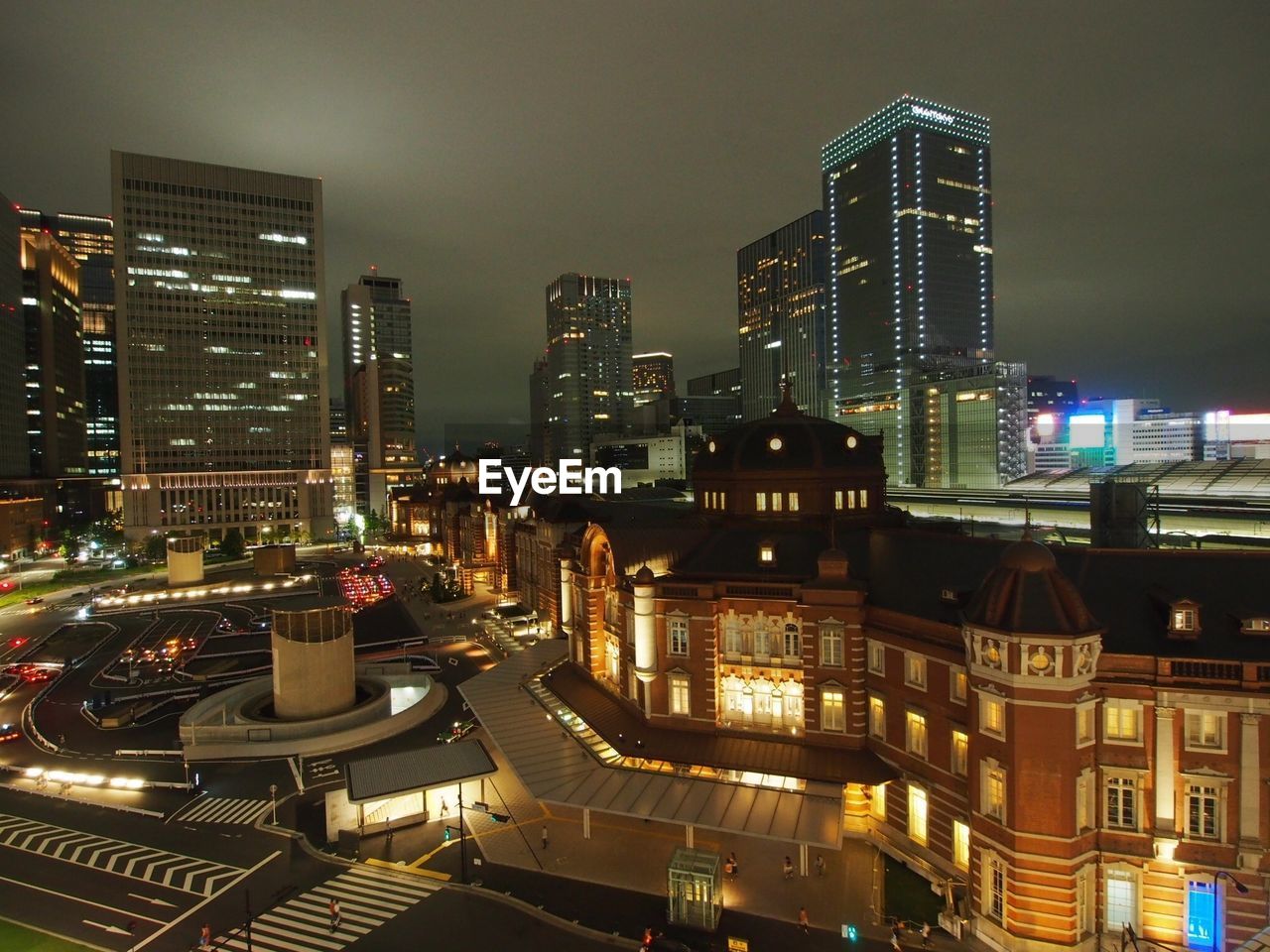 Illuminated city at night