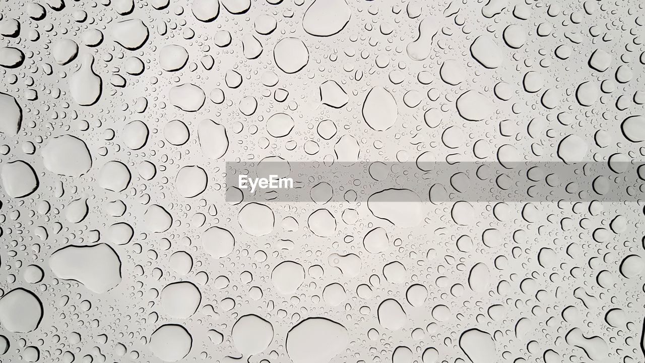 Full frame shot of raindrops on window