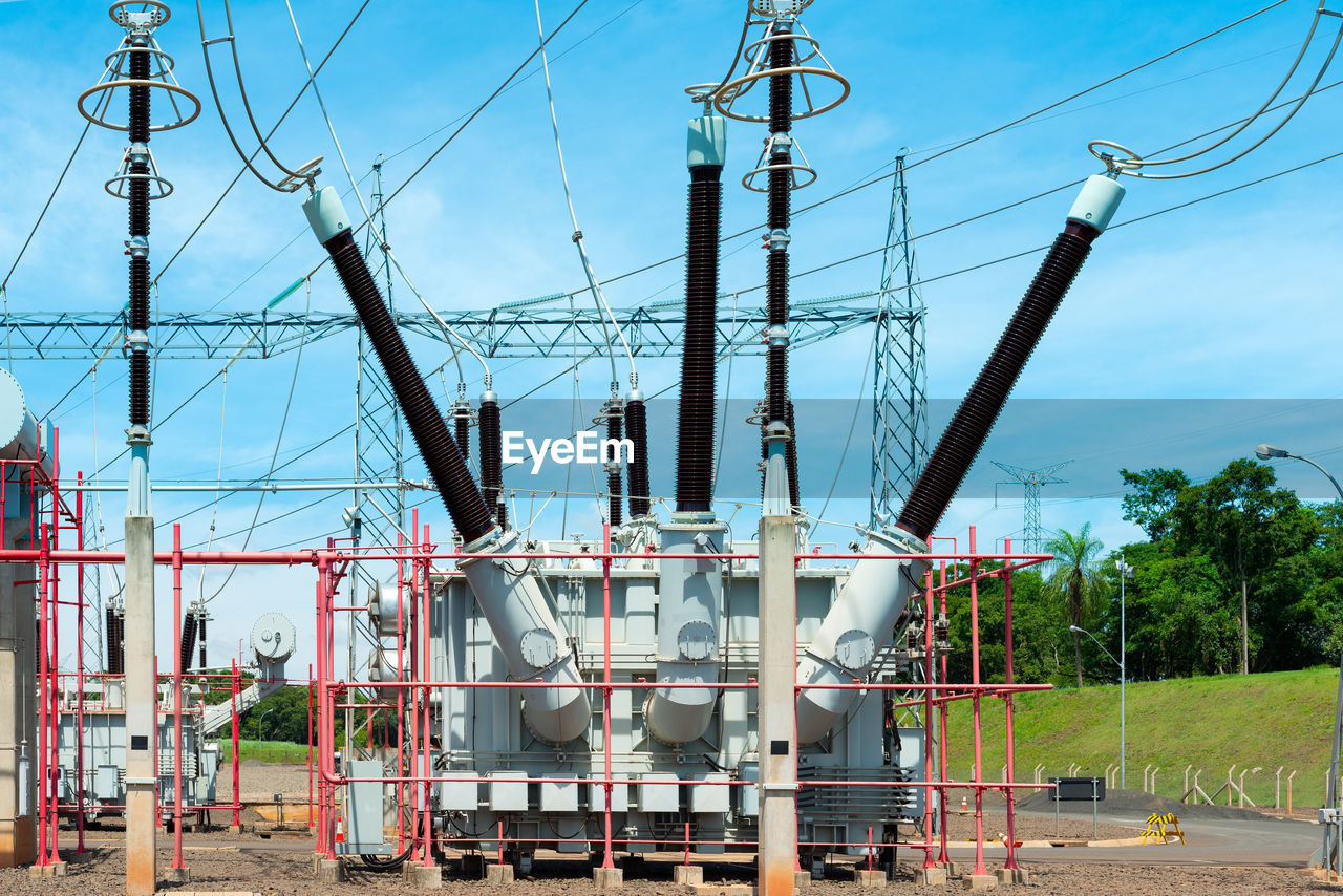 Power transformer in high voltage electrical outdoor substation