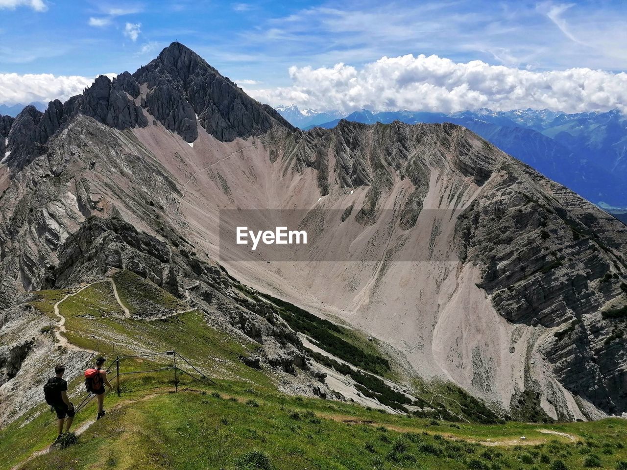 Panoramic view of mountain range against sky