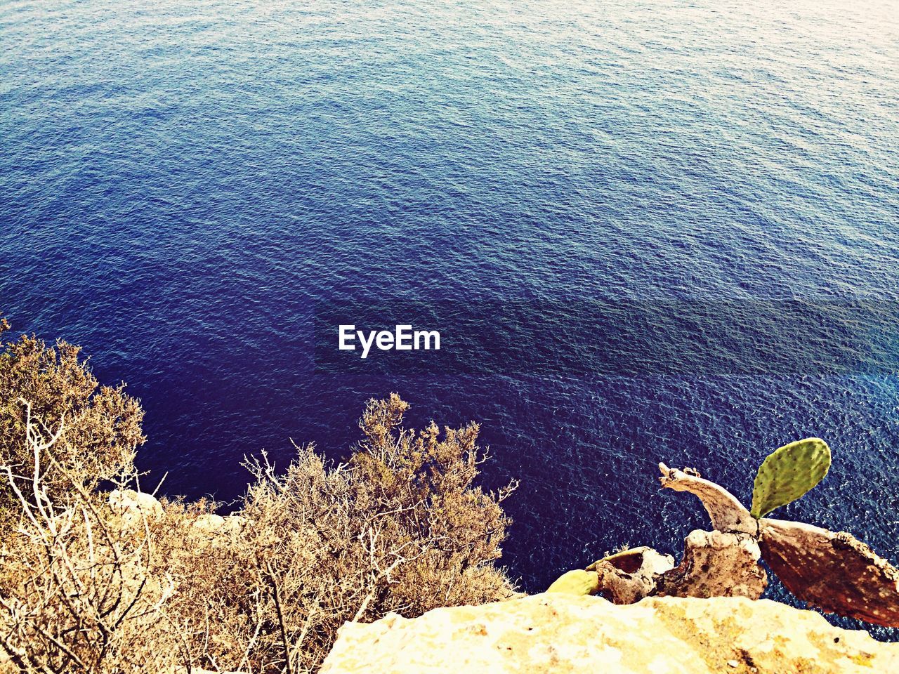 View of sea from cliff