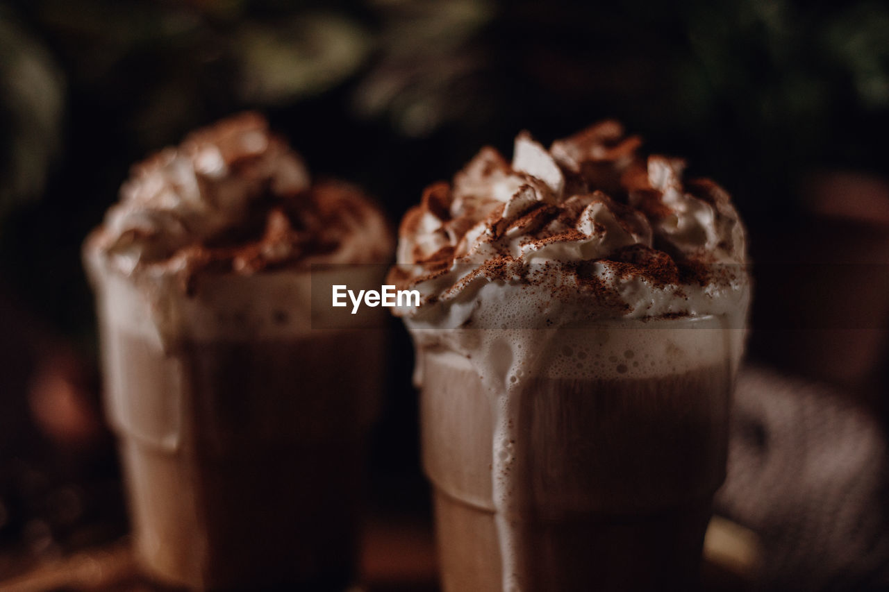 Warm chocolate and coffee beverage / drink - dark and moody vintage food photography