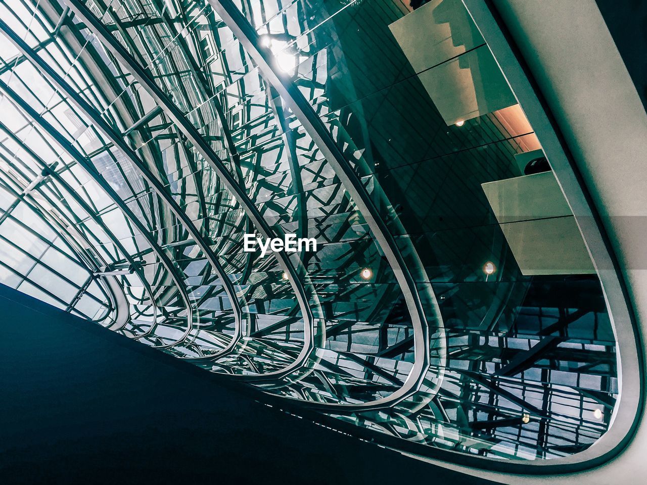 Low angle view of skylight in modern building