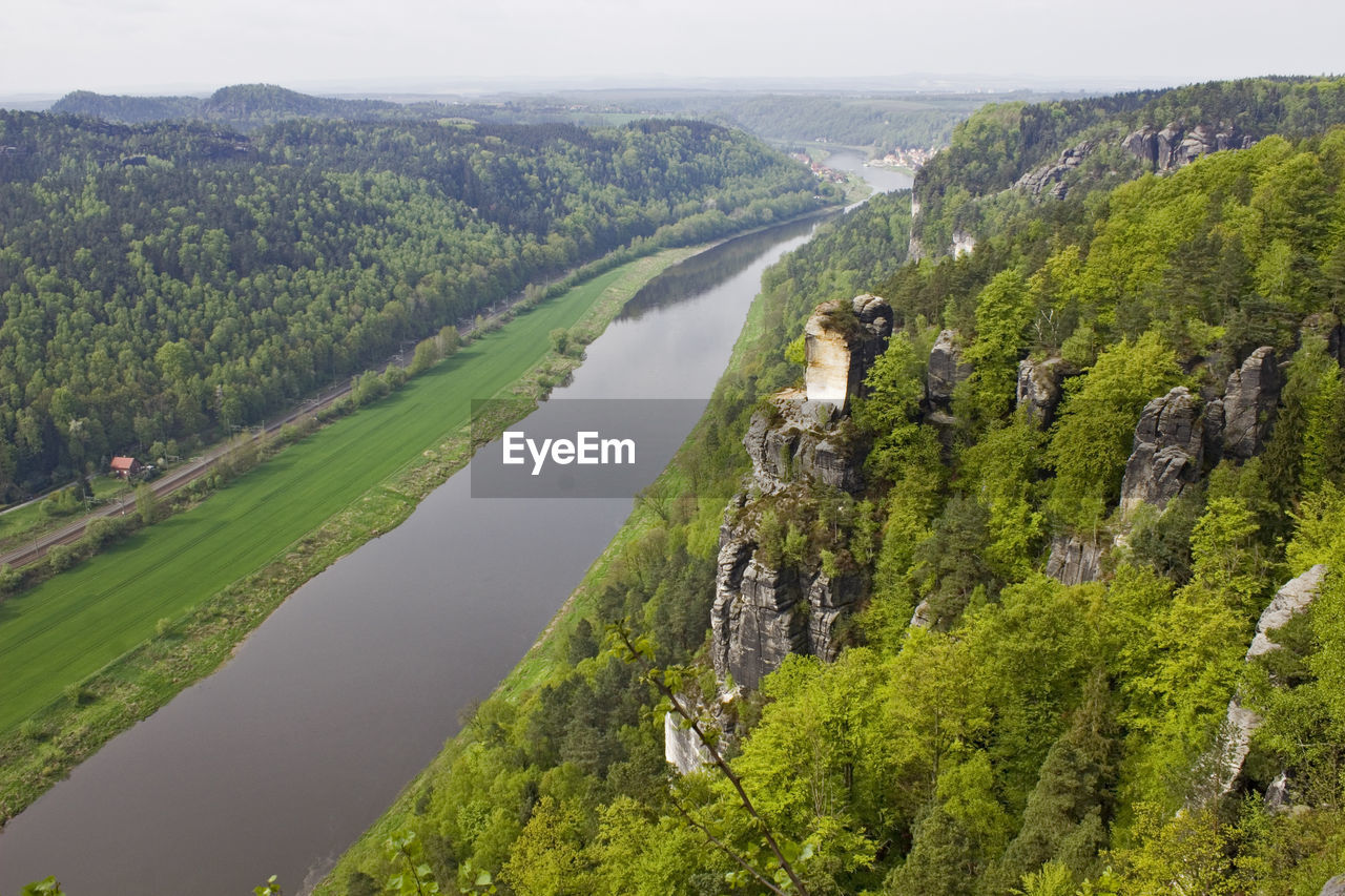 High angle view of trees on landscape