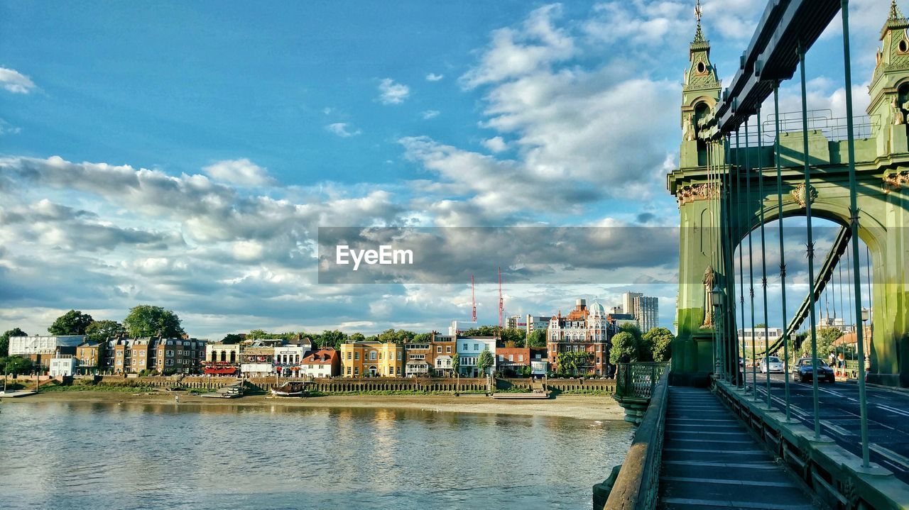 City skyline with river in background