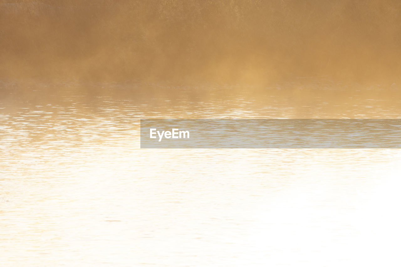 Mist rises off of the clark fork river at sunrise