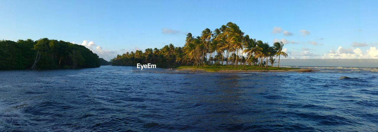 Panoramic view sea against sky