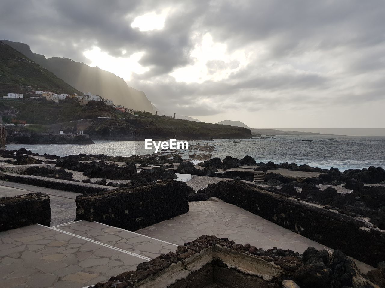 SCENIC VIEW OF SEA BY MOUNTAINS AGAINST SKY