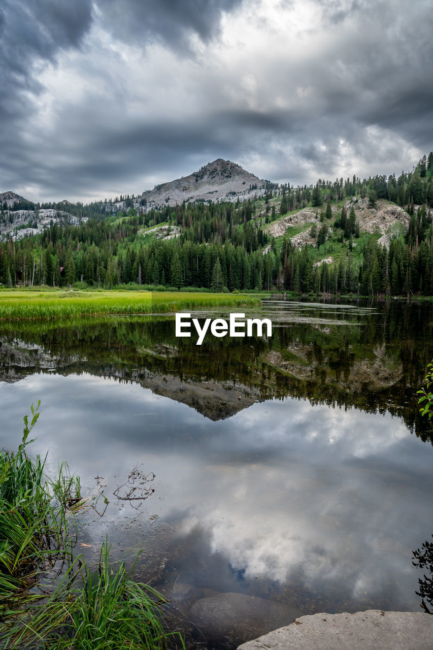 SCENIC VIEW OF LAKE BY MOUNTAINS AGAINST SKY