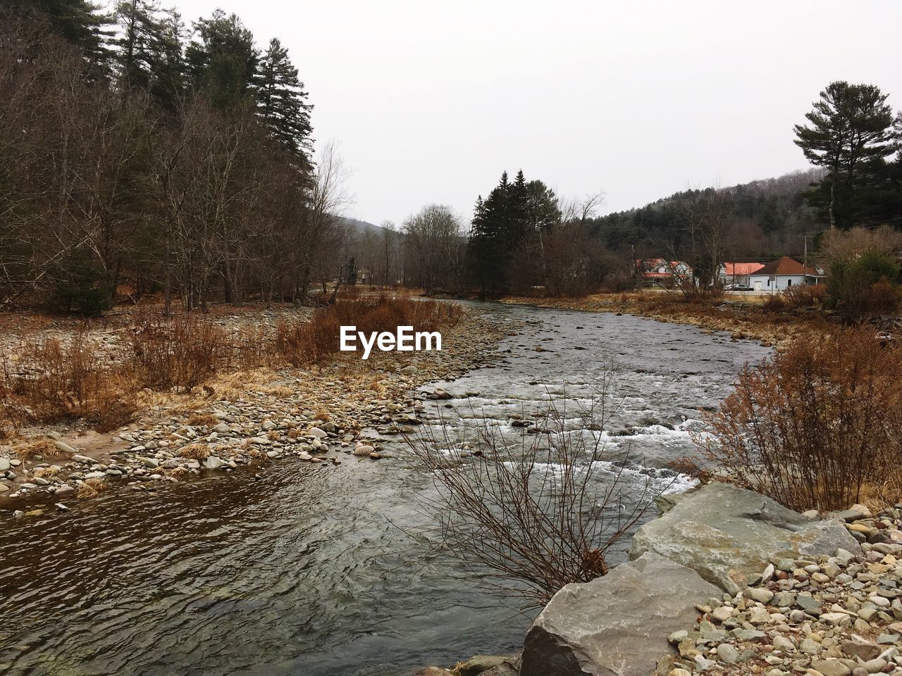 SCENIC VIEW OF RIVER AGAINST SKY DURING WINTER