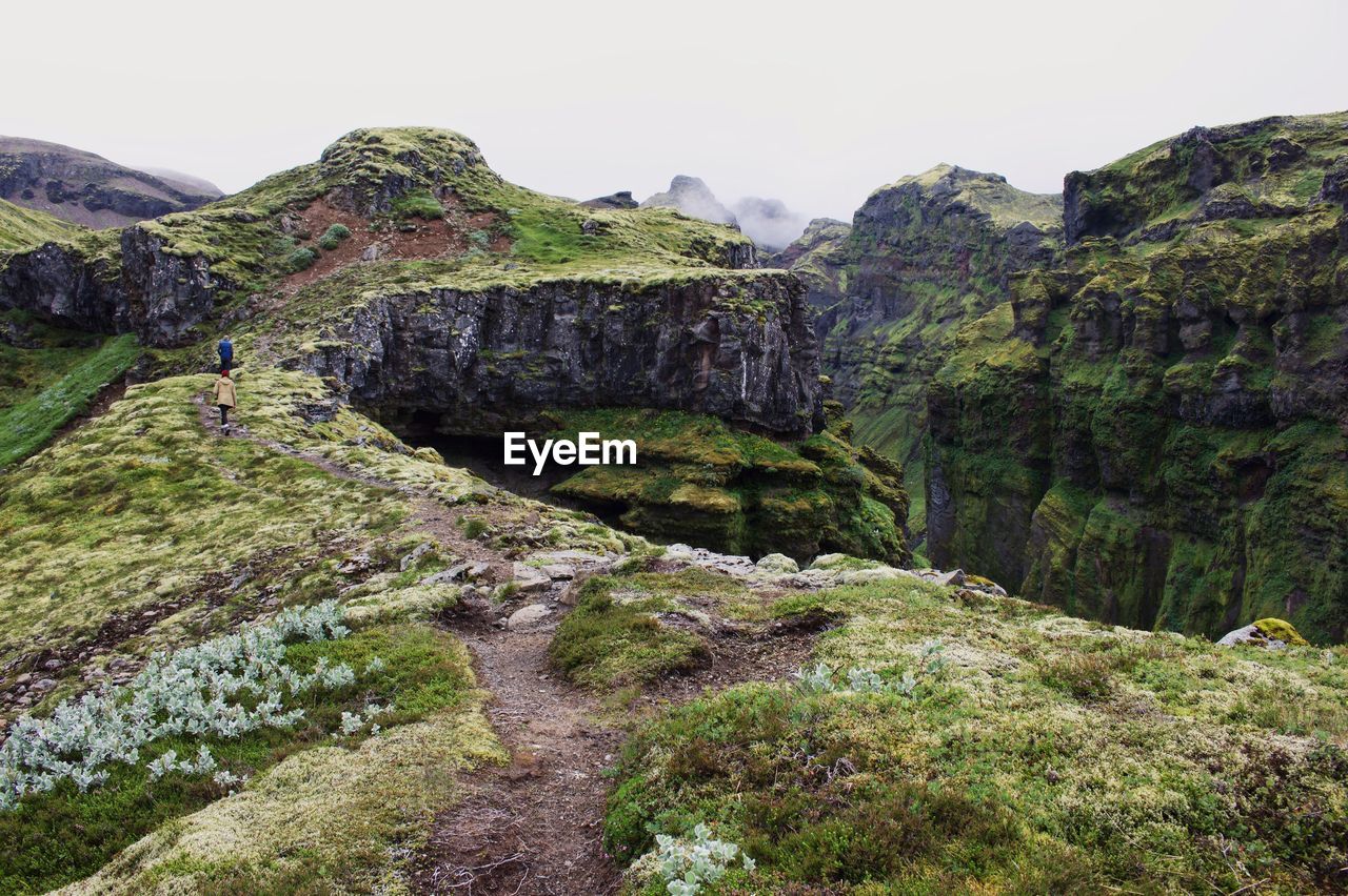 Scenic view of mountains against clear sky