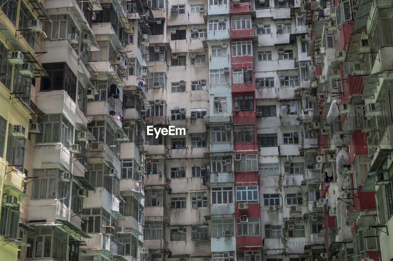 Full frame shot of residential buildings, hong kong