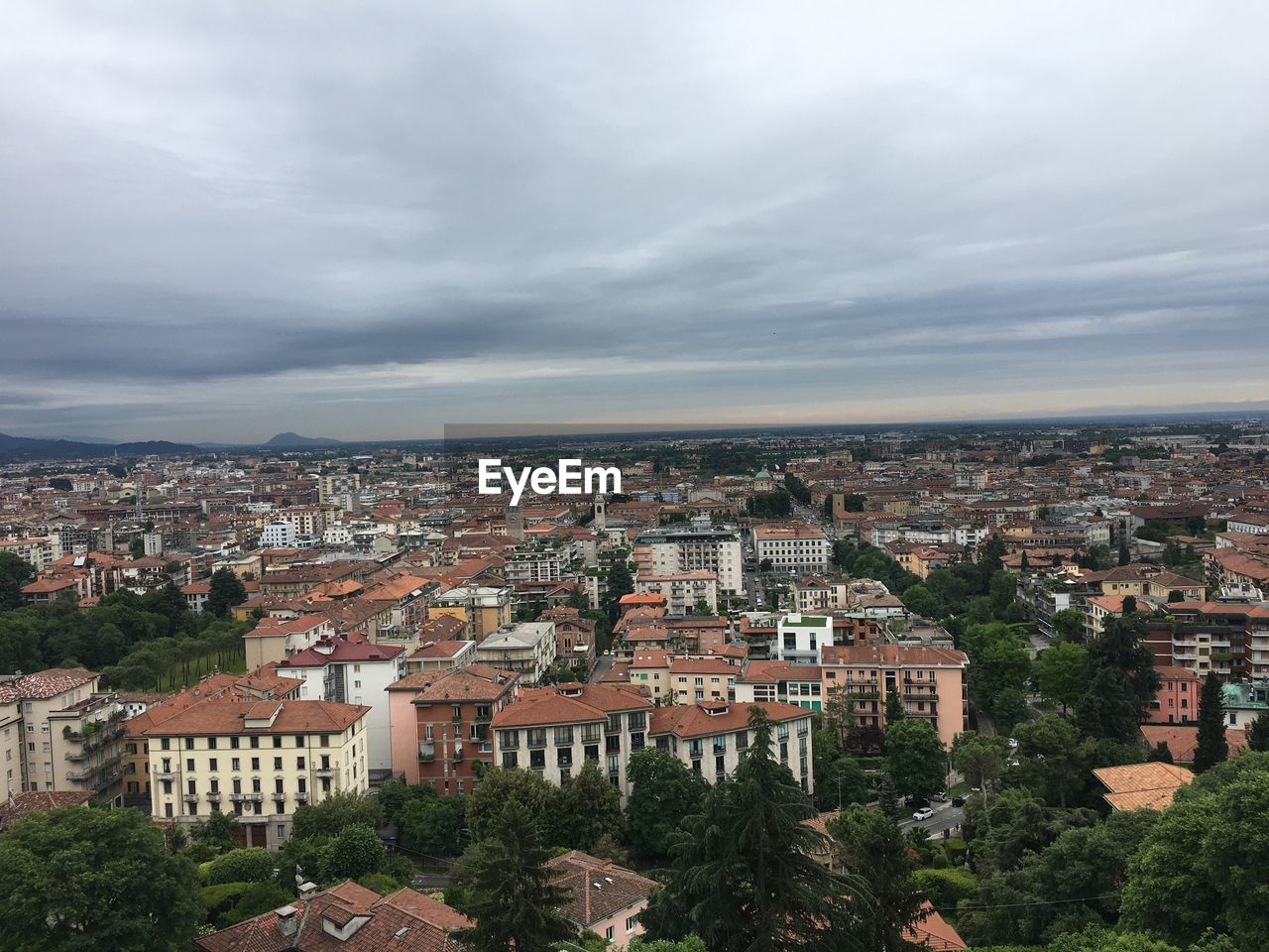 High angle shot of townscape against sky