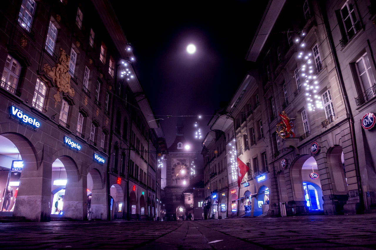 VIEW OF ILLUMINATED STREET LIGHT AT NIGHT