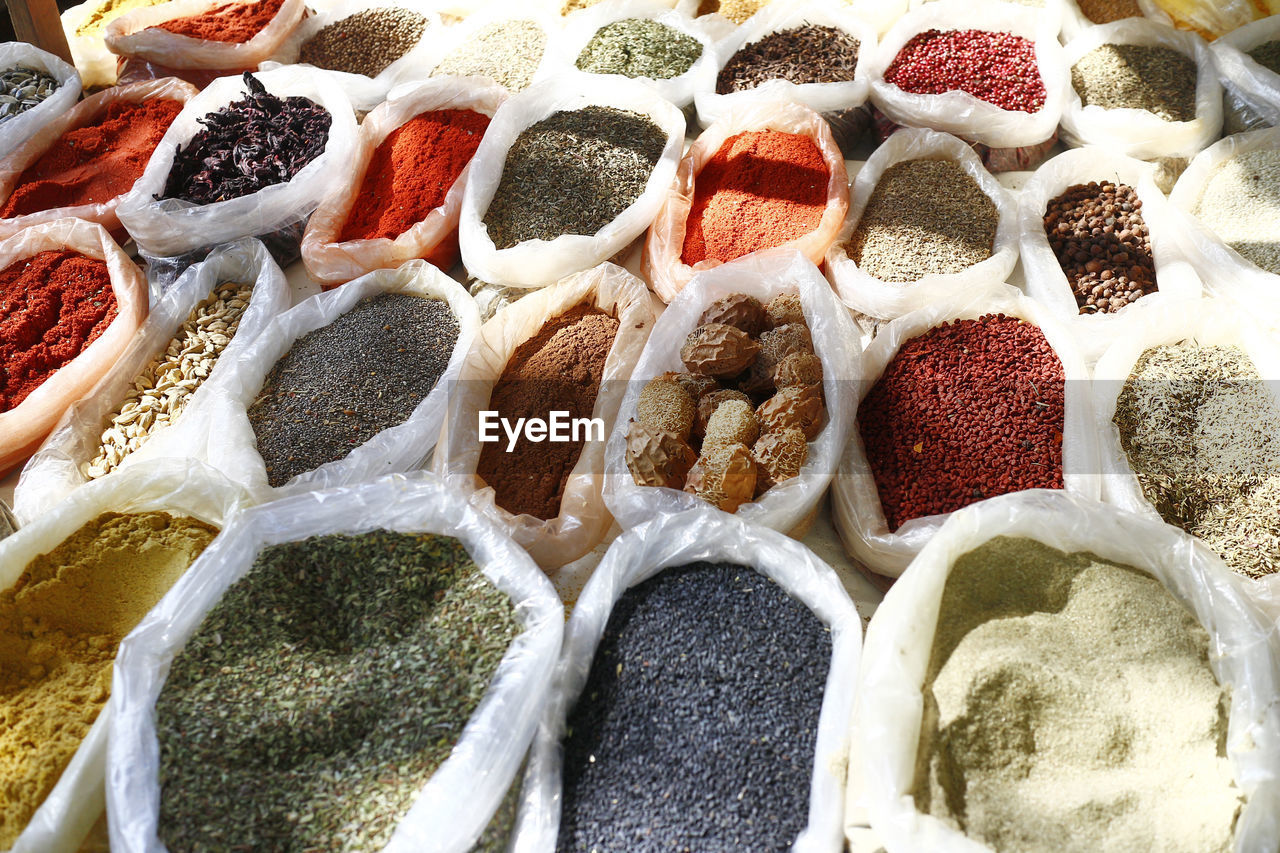 Full frame shot of multi colored food for sale in market