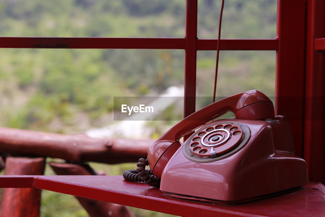 CLOSE-UP OF RED TELEPHONE BOOTH