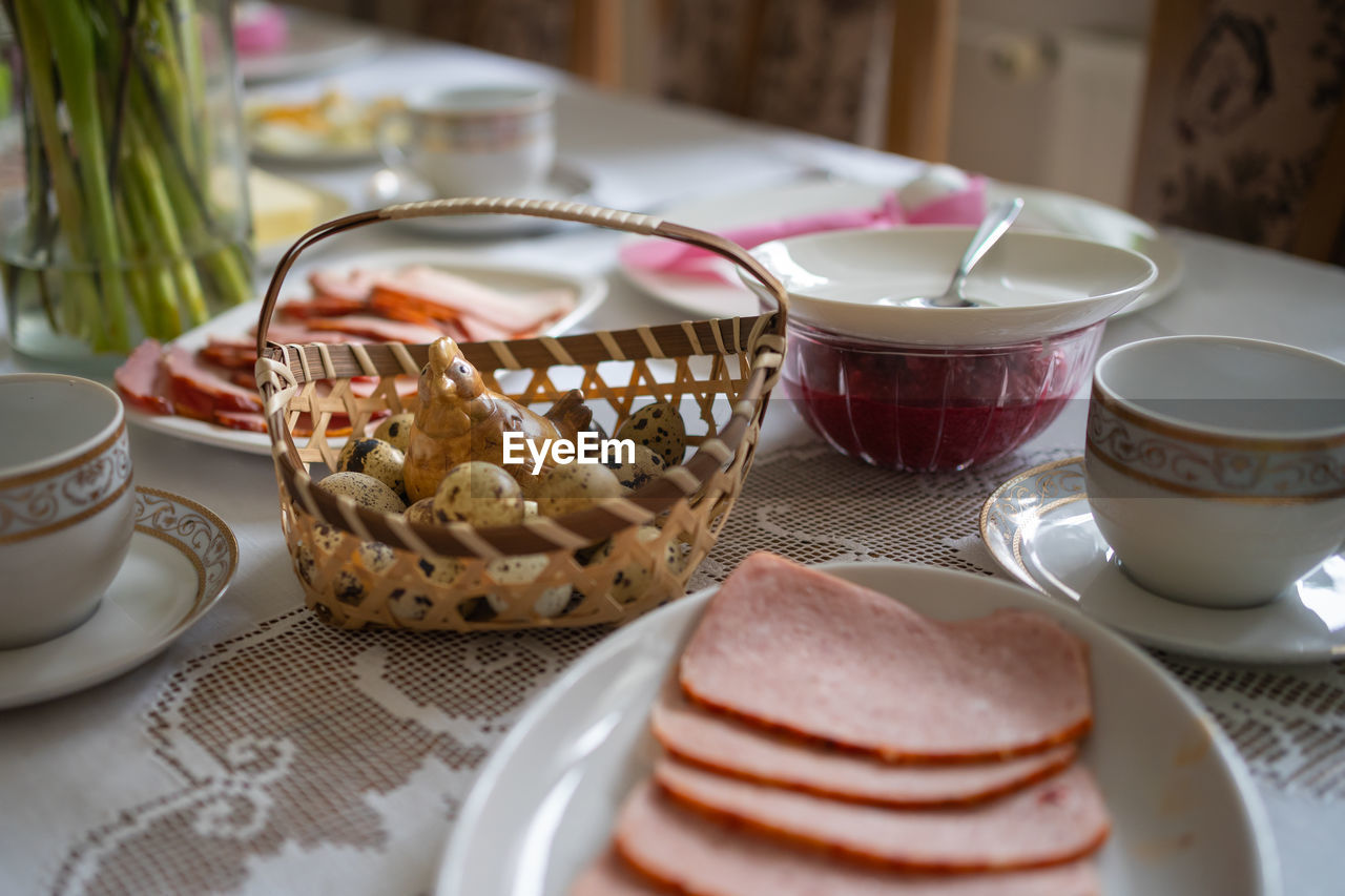 high angle view of food on table