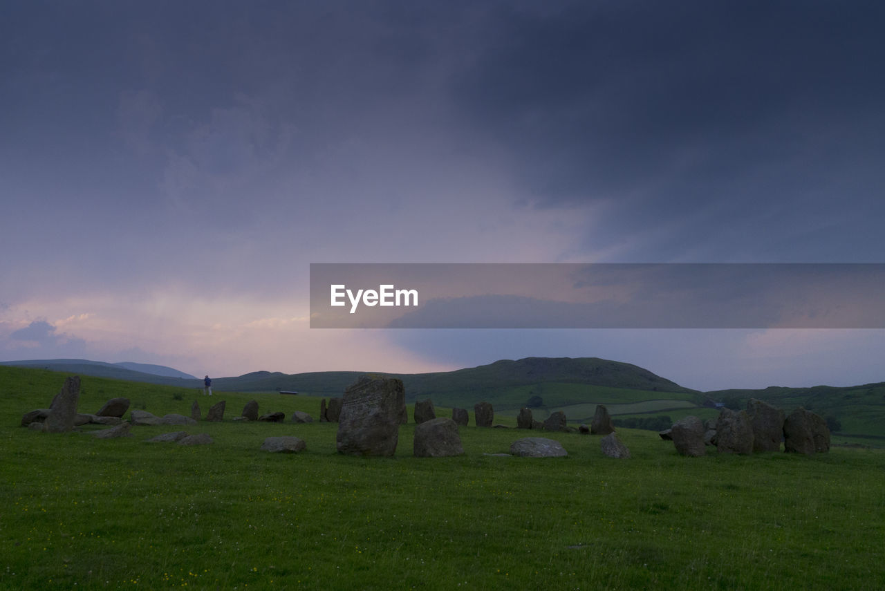 SCENIC VIEW OF FIELD BY MOUNTAINS AGAINST SKY