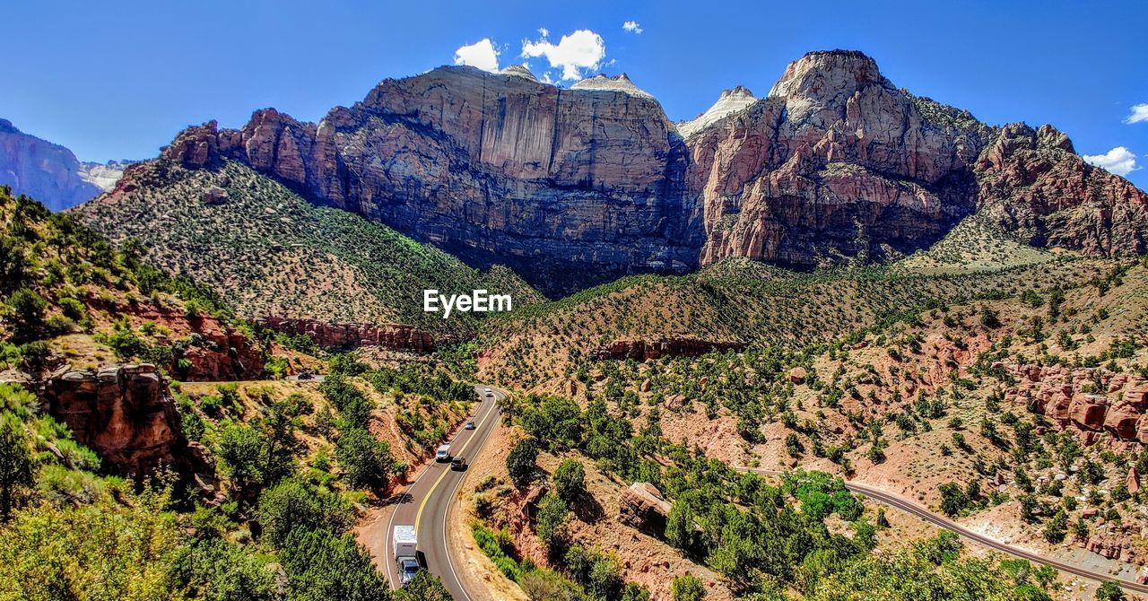 Panoramic view of rocky mountains against sky