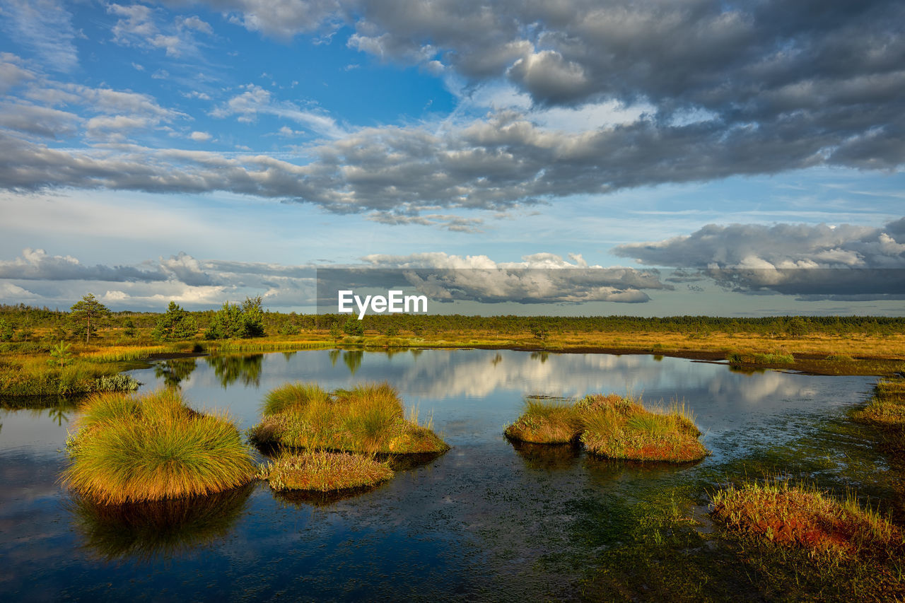 Scenic view of lake against sky