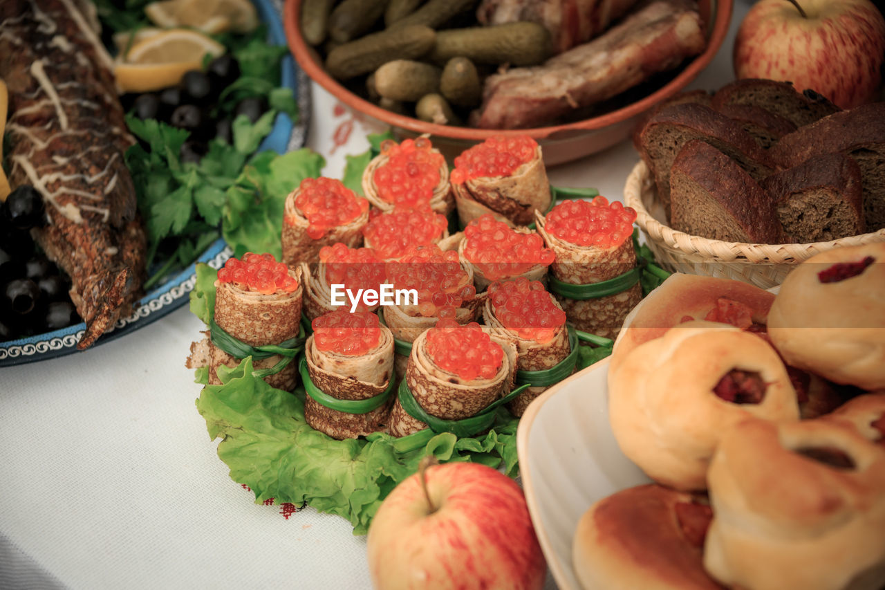 High angle view of vegetables in market stall