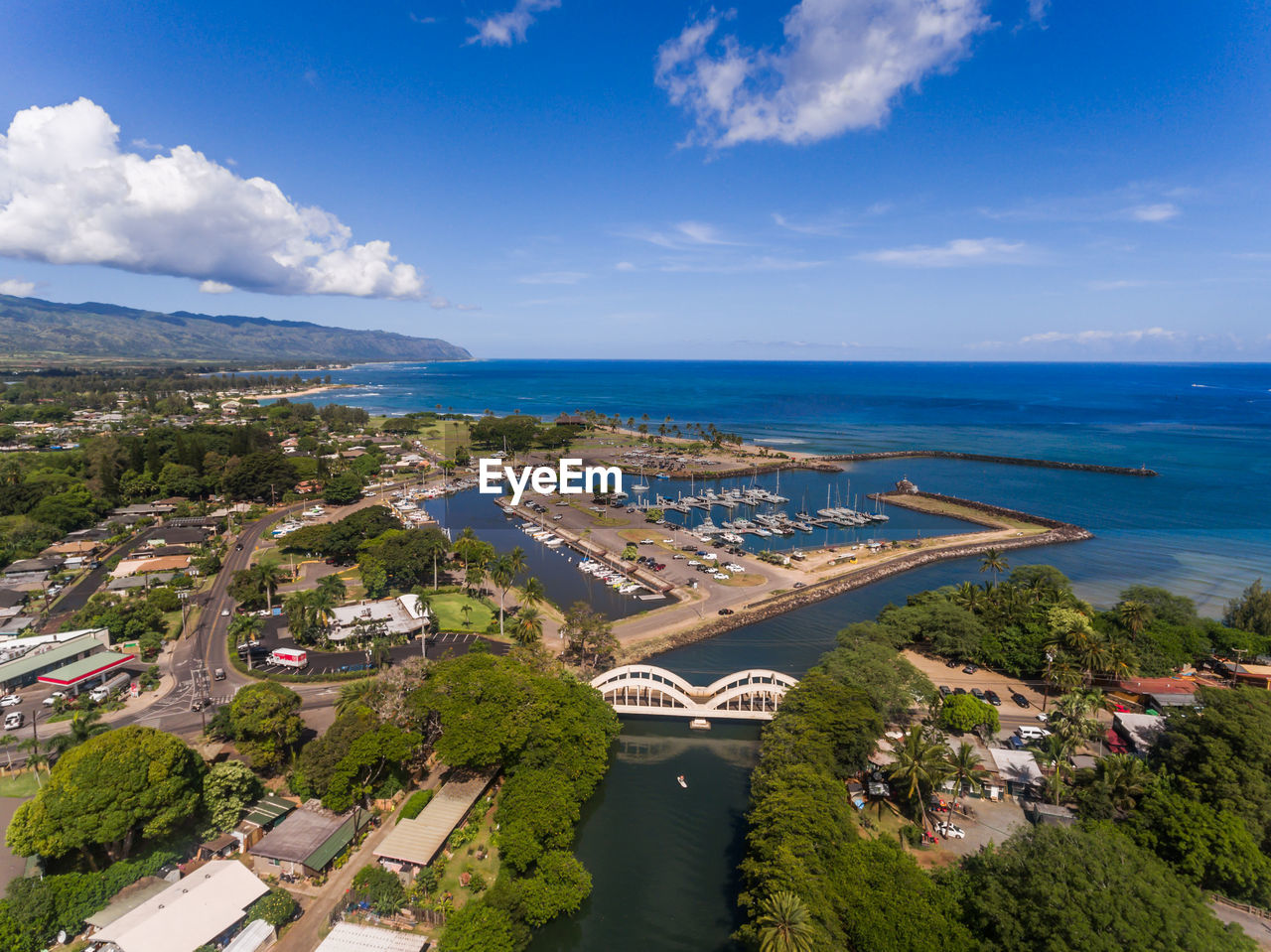 High angle view of beach against cloudy sky