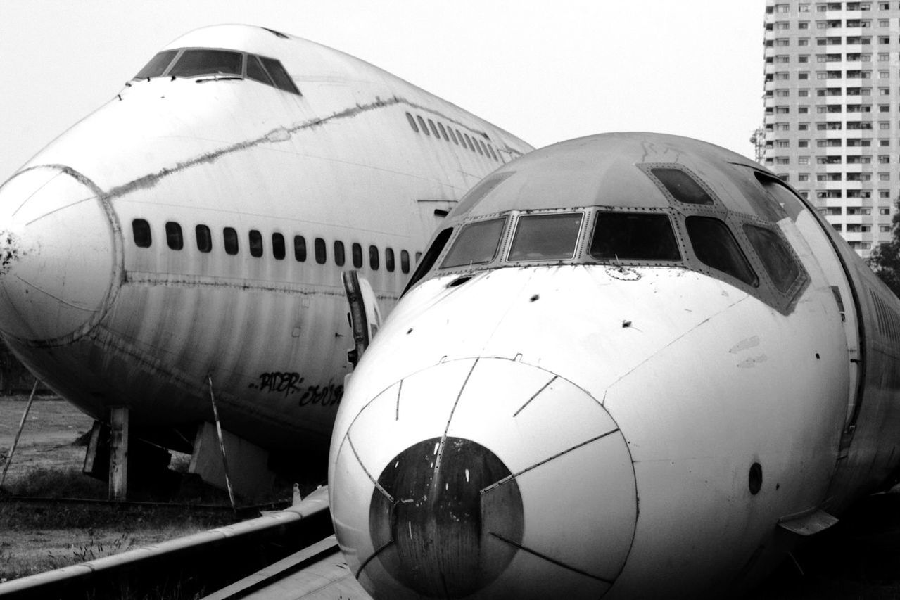 Two weathered airplanes