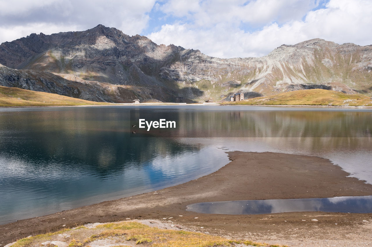 Mountain lake miserin near champorcher, aosta valley italy