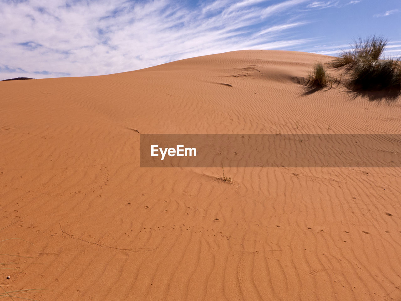 Sand dunes in desert against sky