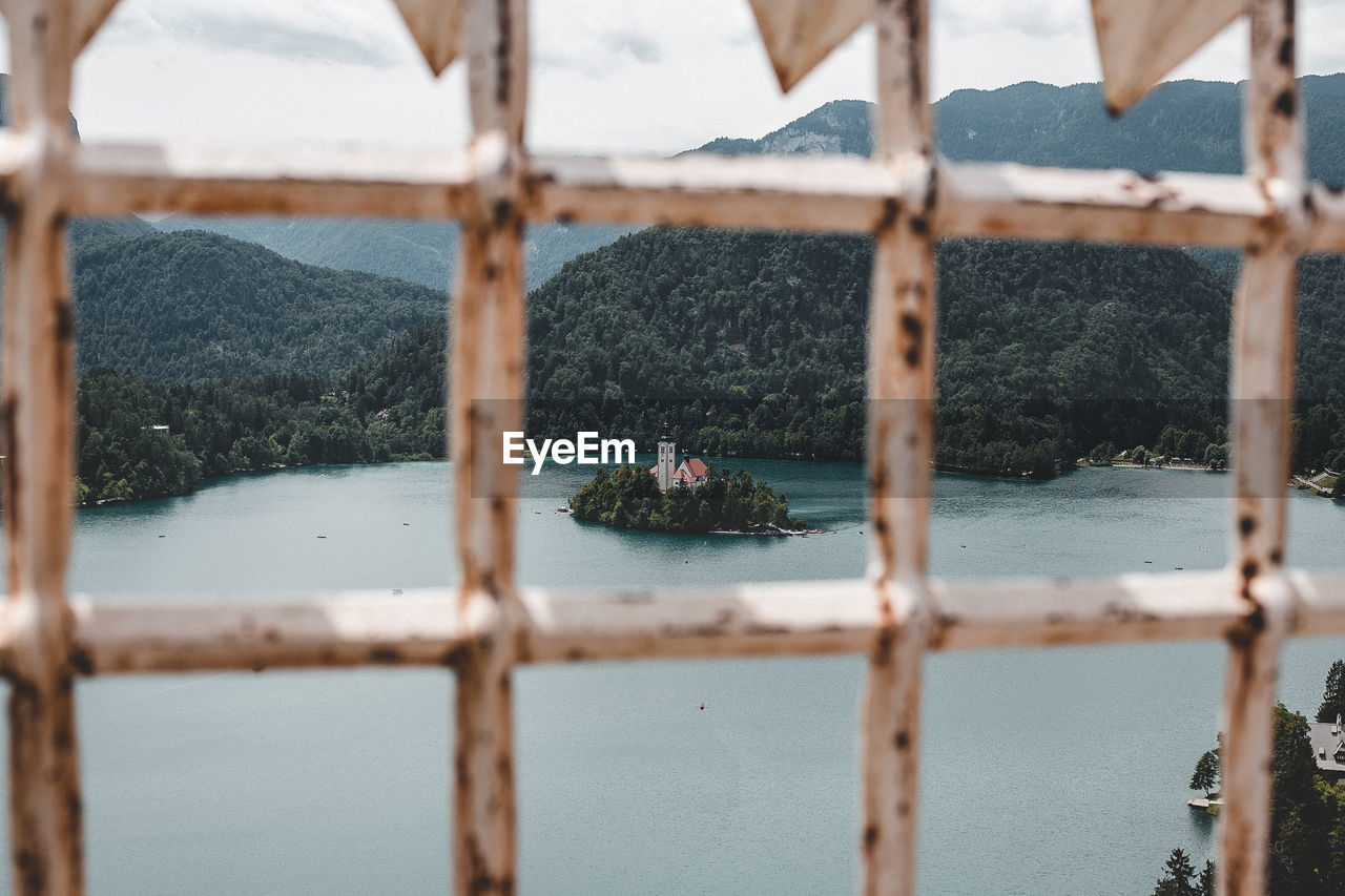 Scenic view of sea seen through boat