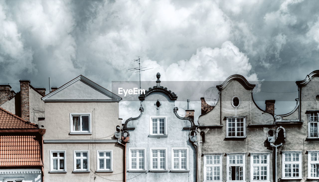 Low angle view of residential building against sky