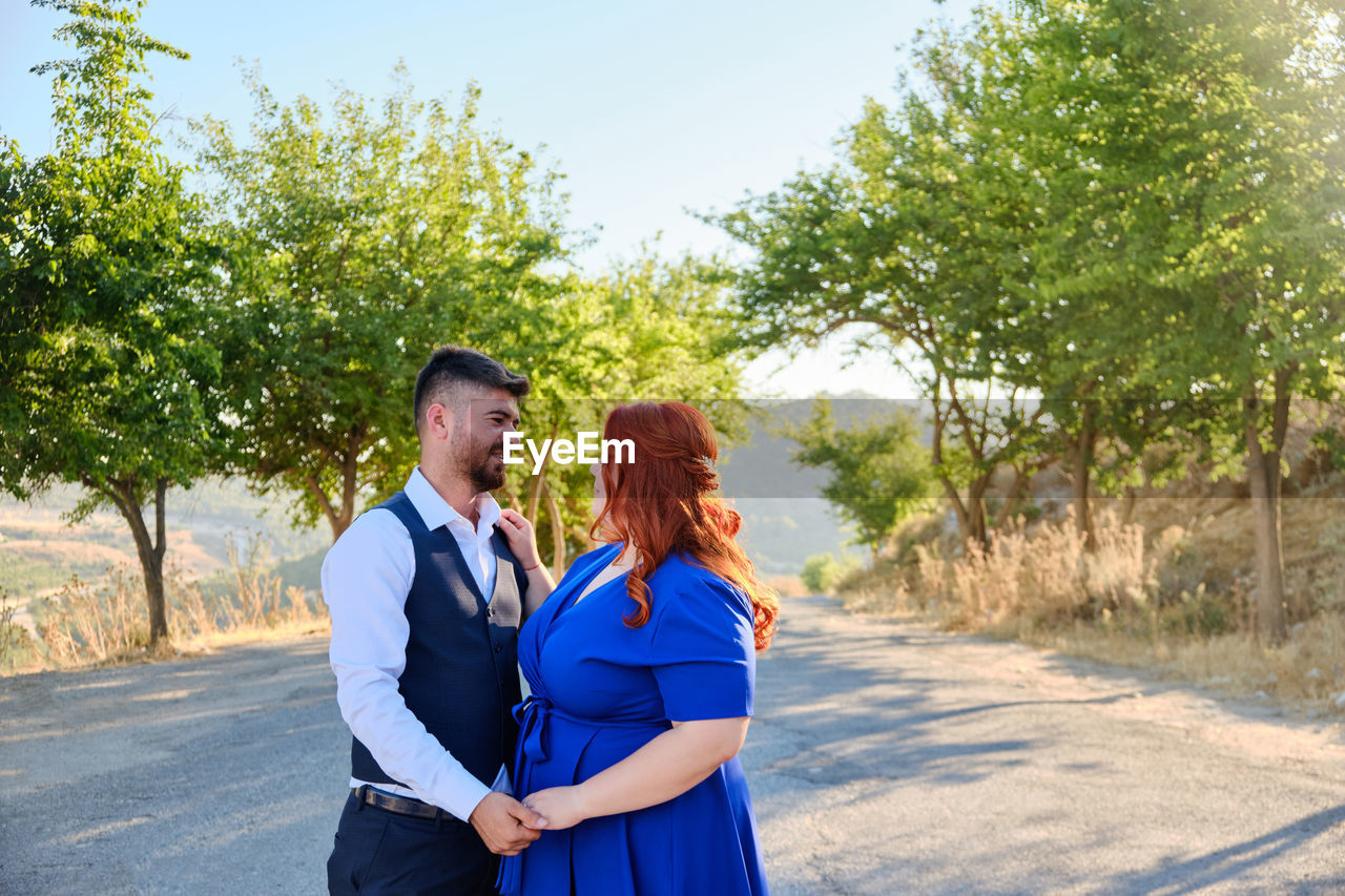 Caucasian woman and her turkish beloved man on a romantic date.