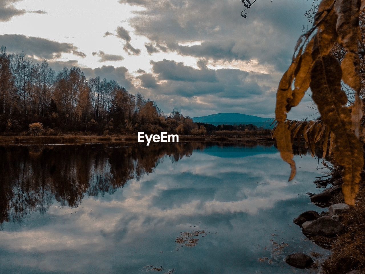 Scenic view of lake against sky