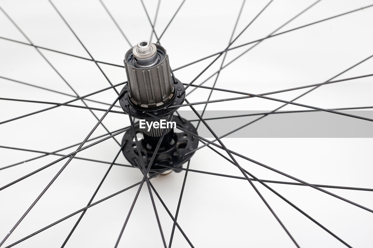 Close up of bicycle hub and spokes